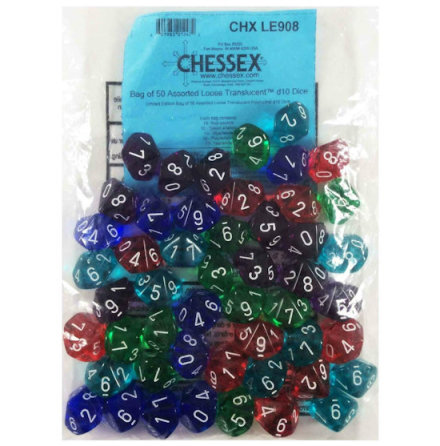 Limited Edition Bag of 50 Assorted Loose Translucent Polyhedral d10s