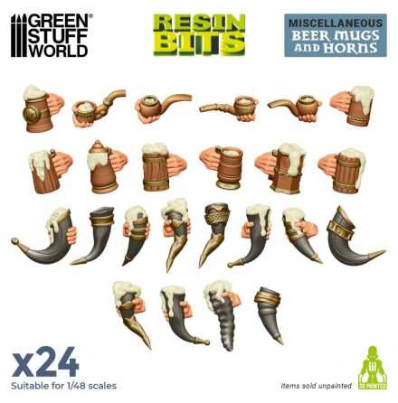 3D printed set - Beer Mugs and Horns