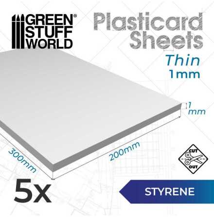 Styrene sheets 1 mm Pack x5