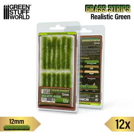 Grass Strips 12 mm - Realistic Green